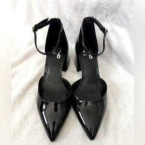 Mix No. 6 Glossy Black Heels with Ankle Strap